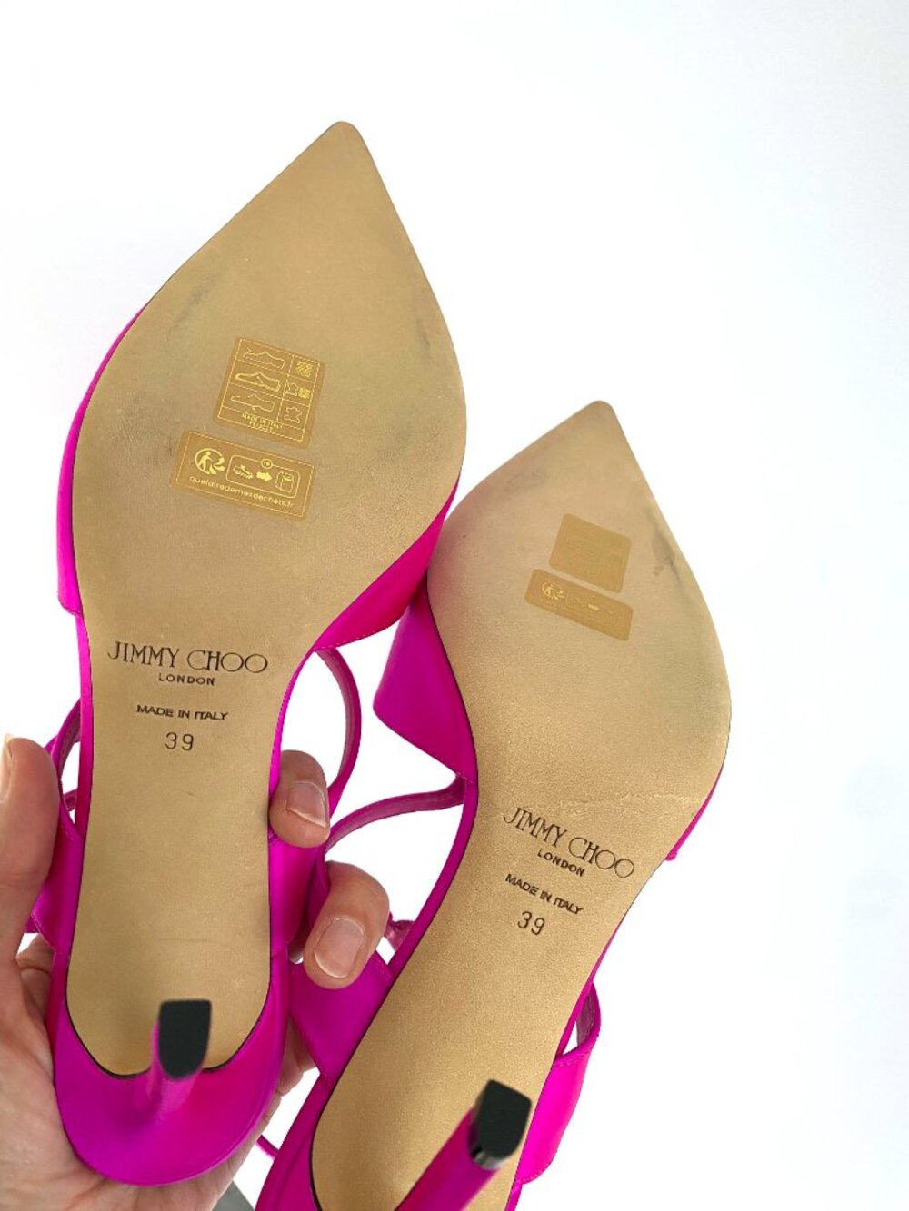 New Jimmy Choo Azia 95 Satin Pumps | Fuchsia Pink Strappy Heels | Size 8 - Picture 12 of 12